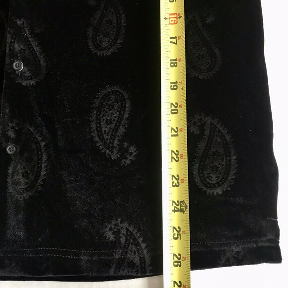 Saints Studio Paisley Velour Button Up Shirt Men's Small Black Short Sleeve Top - Picture 6 of 7
